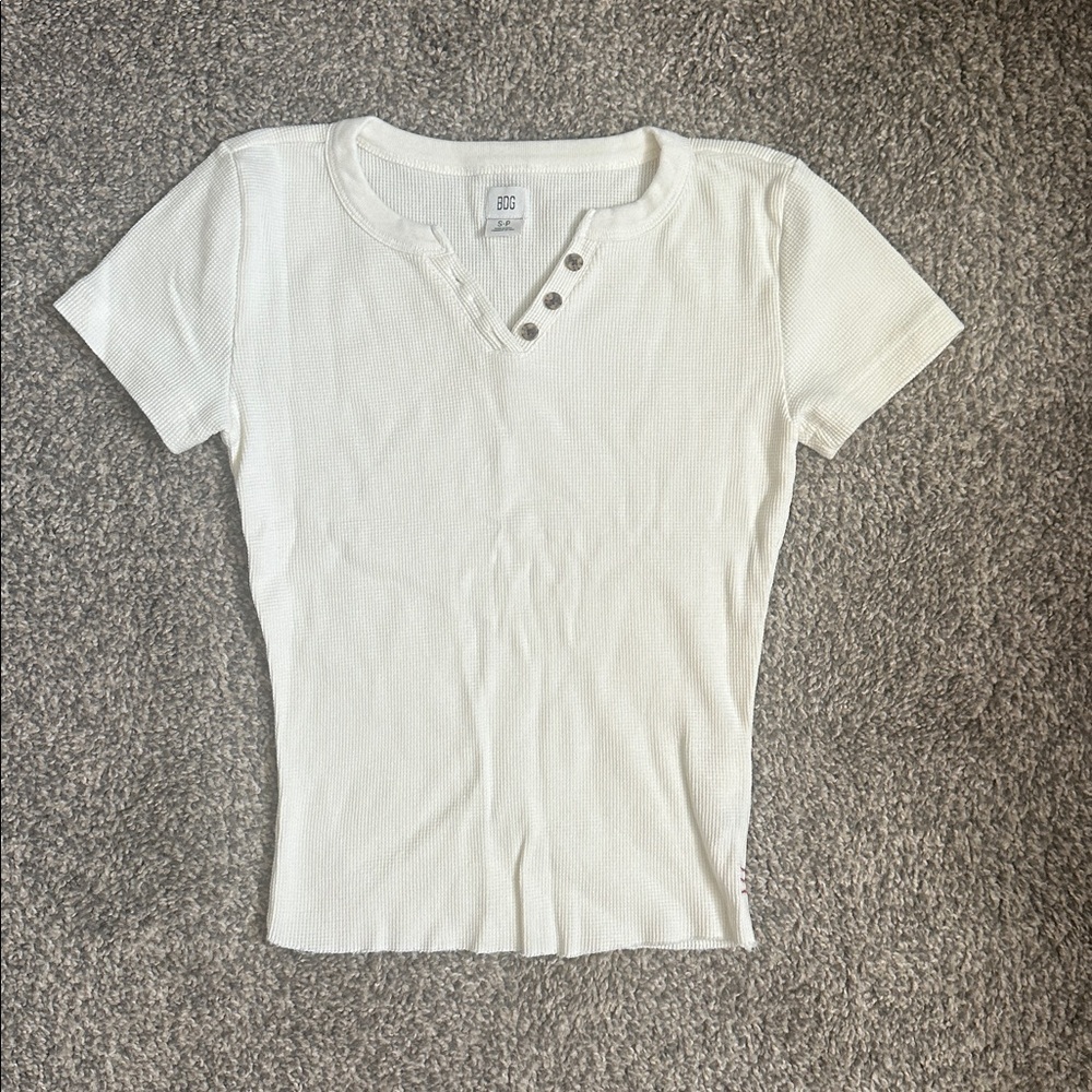 BDG Henley Top Womens Small Fitted Ivory Ribbed Faith Soft Urban Outfitters